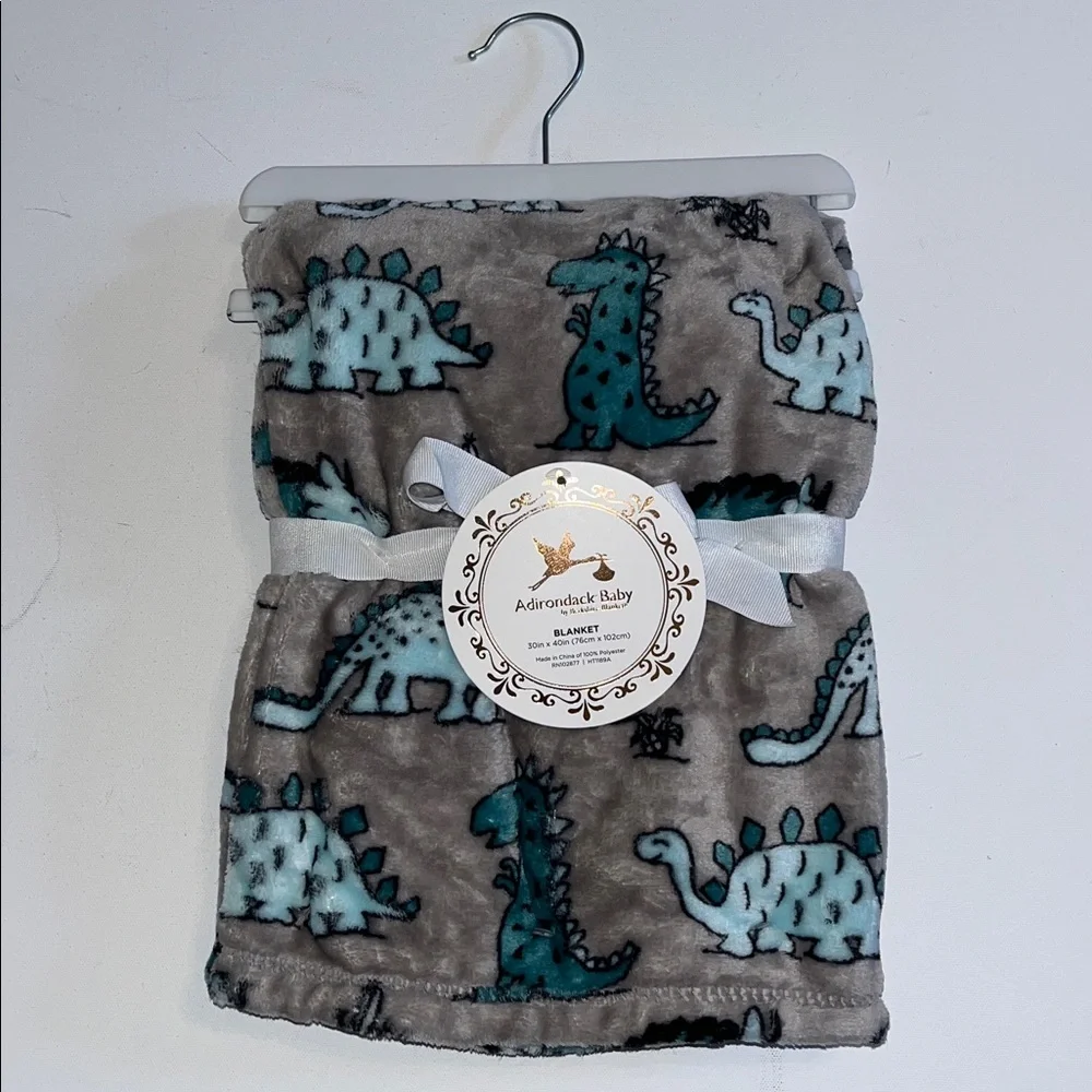 Dinosaur Adirondack Berkshire security  Blanket Baby Boy 30X40 green gray NWT